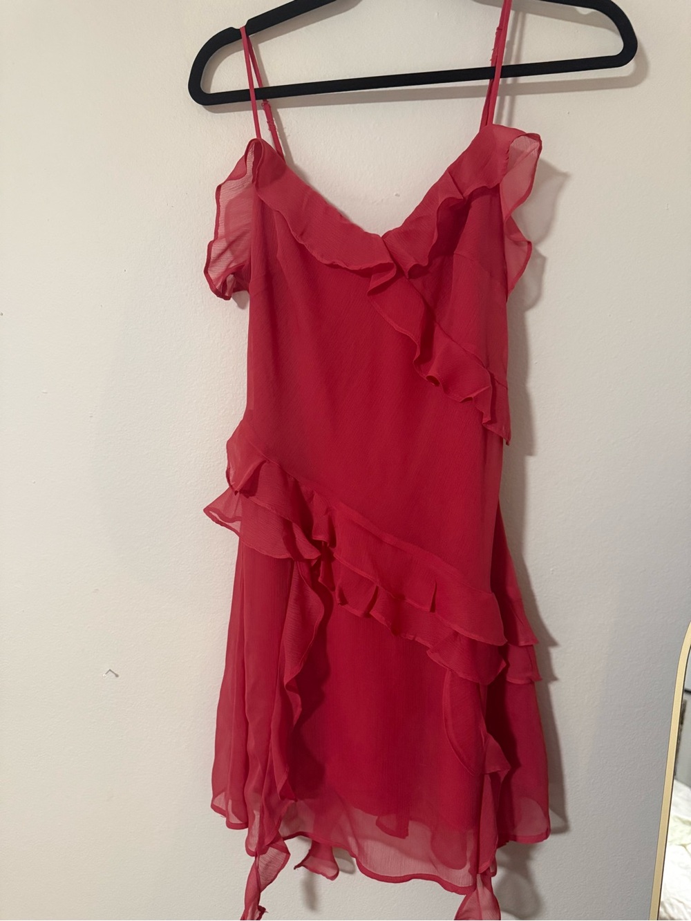 Pink aerie ruffle mini dress